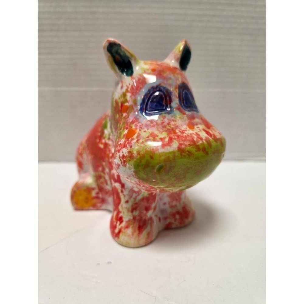 Vintage handmade porcelain house hippo hippopotamus figurine bank